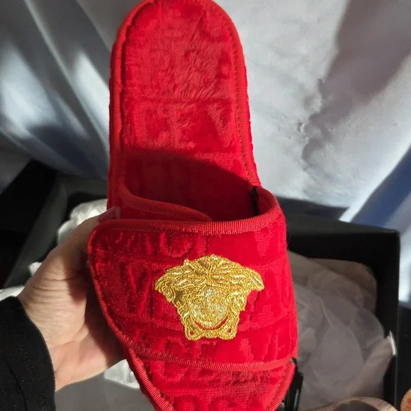 Versace Red and Gold Slides Unisex Full Inclusion - Picture 6 of 9
